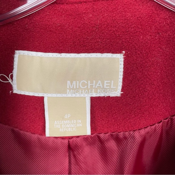 Michael Kors Red Double Breasted Lambwool Pea Coat With Front Pockets Size 4P - Picture 8 of 11